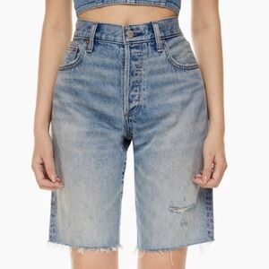 DENIM FORUM The 90s Chloe Hi-Rise Denim Knee Shorts